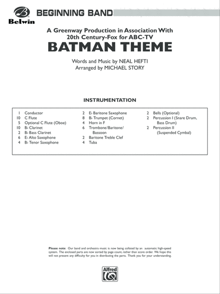 Batman Theme (from the Original TV Series): Score Concert Band scores gallery preview page 1