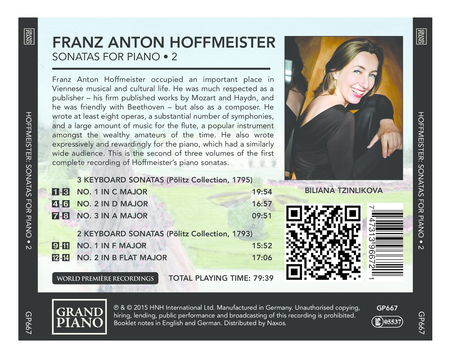Anton Hoffmeister: Sonatas for Piano, Vol. 2