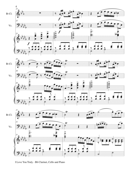 I LOVE YOU TRULY (Trio – Bb Clarinet, Cello, and Piano with Score and Parts) image number null