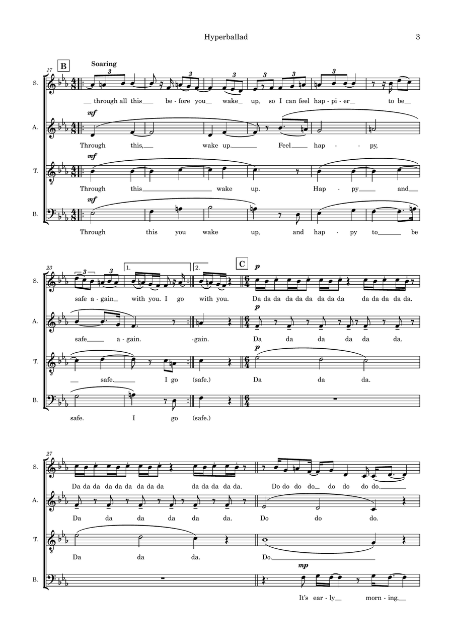 Hyperballad (arr. Ed Aldcroft) 4-Part scores gallery preview page 3