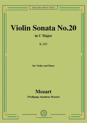 Book cover for Mozart-Violin Sonata No.20,in C Major,K.303,for Violin&Piano