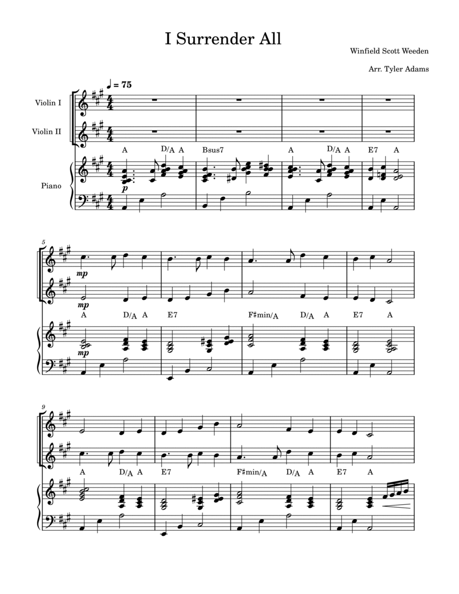 I Surrender All (Violin Duet and Piano) String Duet scores gallery preview page 1