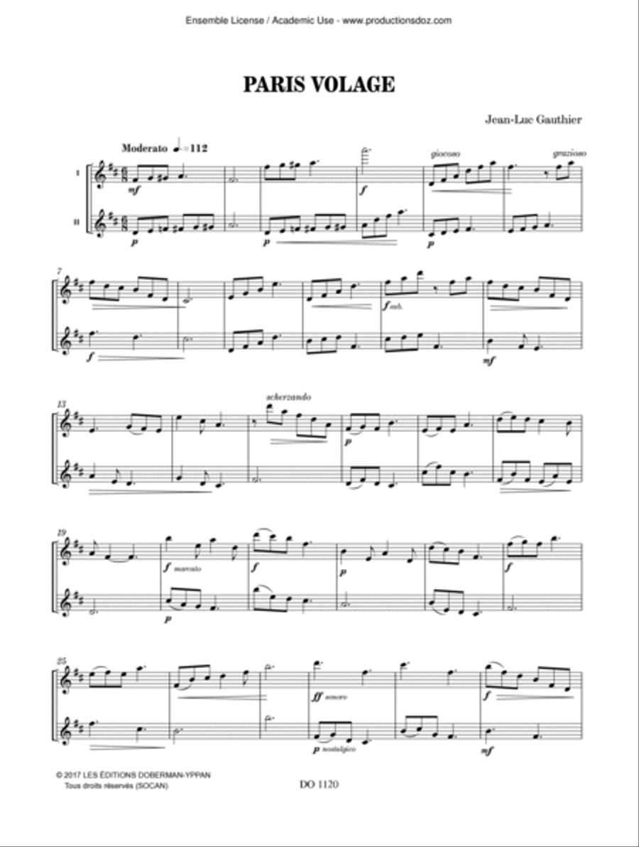 Paris volage Paris volage Flute Duet scores gallery preview page 2