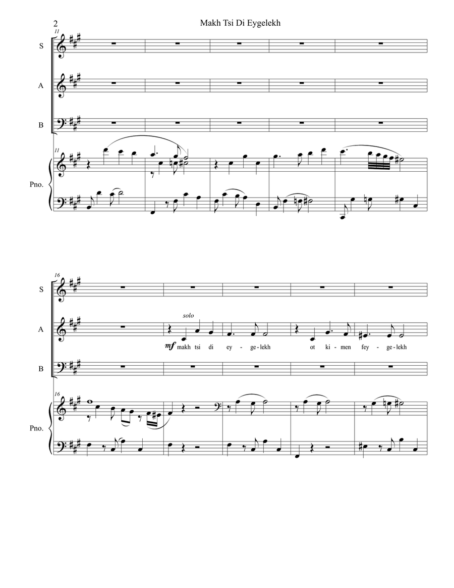 Makh Tsi Di Eygelekh (close your eyes) 3-Part scores gallery preview page 4