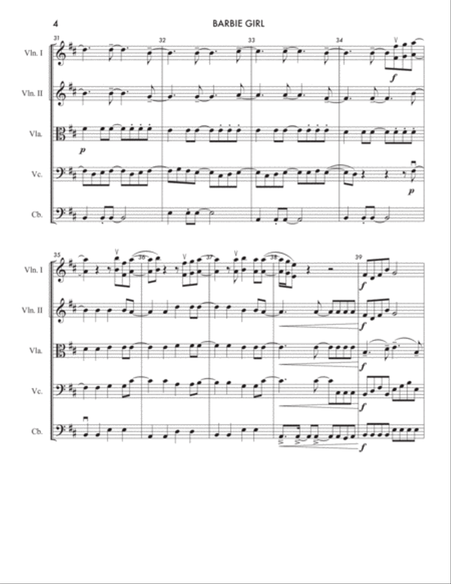 Barbie Girl Barbie Girl String Orchestra scores gallery preview page 4