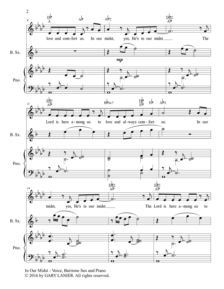 IN OUR MIDST WORSHIP SUITE (For Voice, Baritone Sax and Piano with Parts) Piano, Vocal scores gallery preview page 3