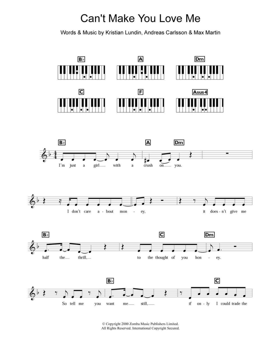 Can't Make You Love Me Can't Make You Love Me Piano scores gallery preview page 1