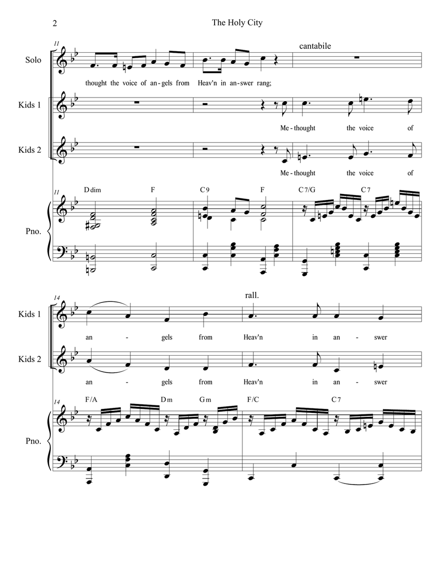 The Holy City (Solo and SATB) 4-Part scores gallery preview page 2