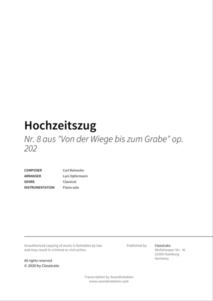 Hochzeitszug Hochzeitszug Piano scores gallery preview page 2