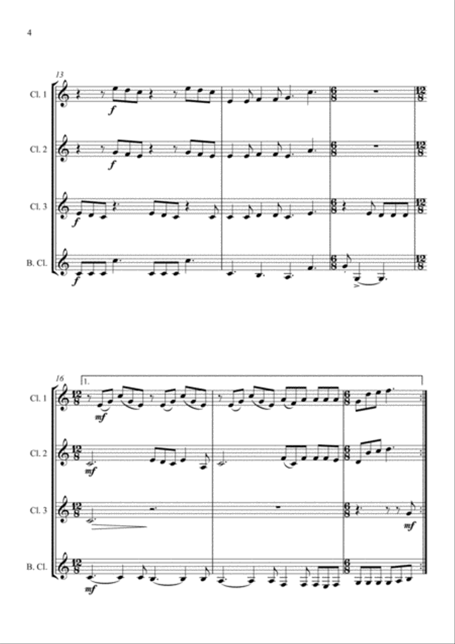 Somebody To Love Somebody To Love Clarinet Quartet scores gallery preview page 4