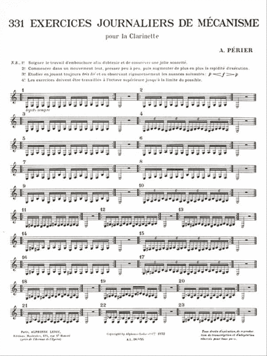 331 Exercises Journaliers de Mécanisme pour la Clarinette A Clarinet scores gallery preview page 2