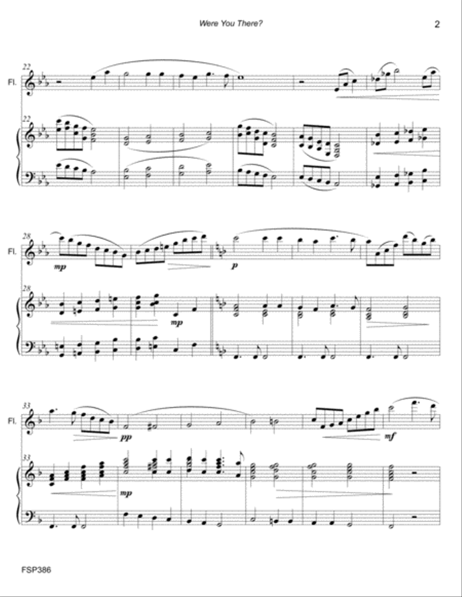 WERE YOU THERE? - FLUTE or ALTO FLUTE with Piano Accompaniment Small Ensemble scores gallery preview page 2