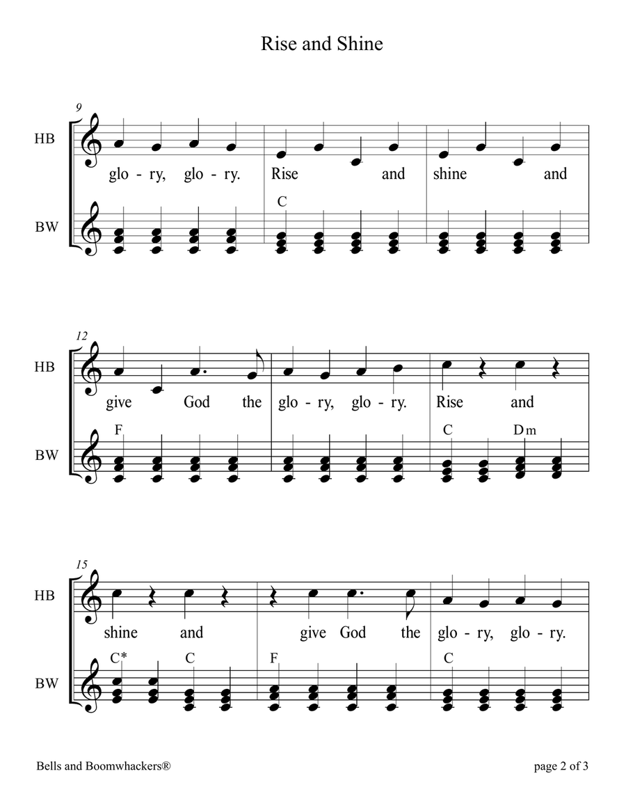 Rise and Shine (for 8-note Bells and Boomwhackers with Black and White Notes) Small Ensemble scores gallery preview page 5
