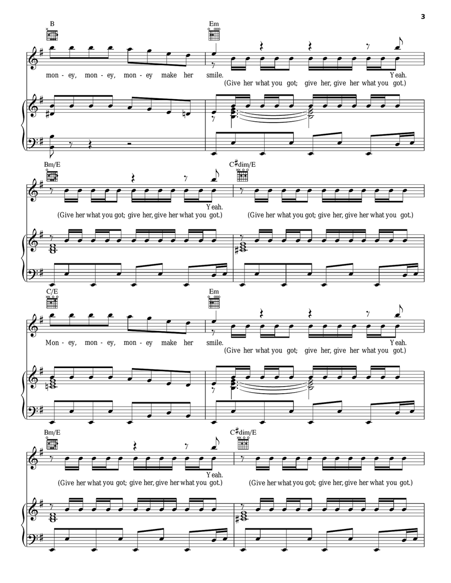 Money Make Her Smile Piano, Vocal, Guitar scores gallery preview page 3