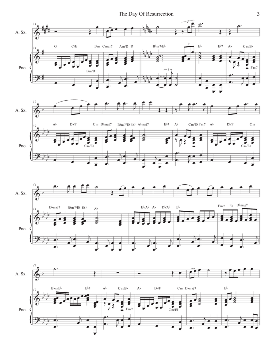 The Day Of Resurrection (Alto Saxophone - Piano accompaniment) Alto Saxophone scores gallery preview page 3