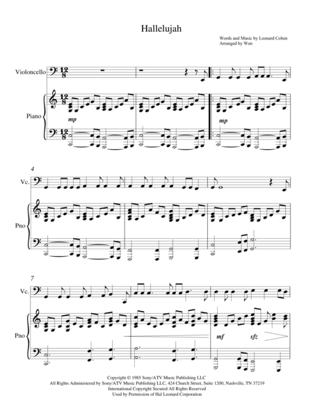 Hallelujah  (Cello & piano)