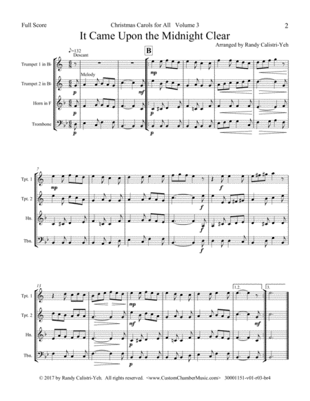 Christmas Carols for All, Volume 3 (for Brass Quartet) by Various Brass Quartet - Digital Sheet Music