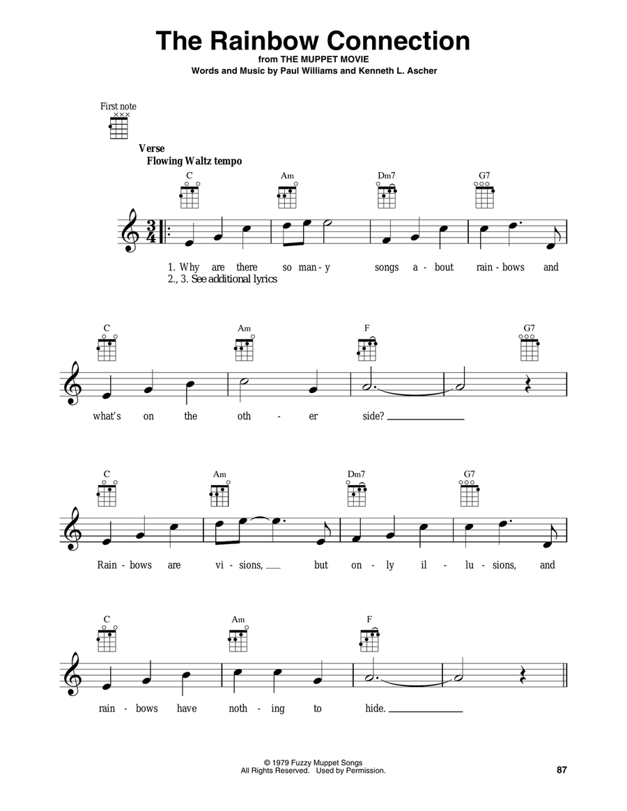 The Rainbow Connection Baritone Ukulele scores gallery preview page 1