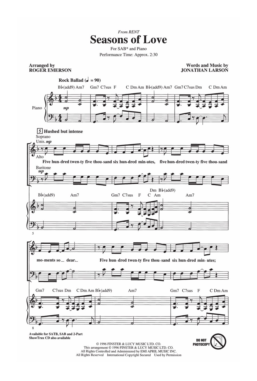 Seasons Of Love (from Rent) (arr. Roger Emerson) 3-Part scores gallery preview page 1