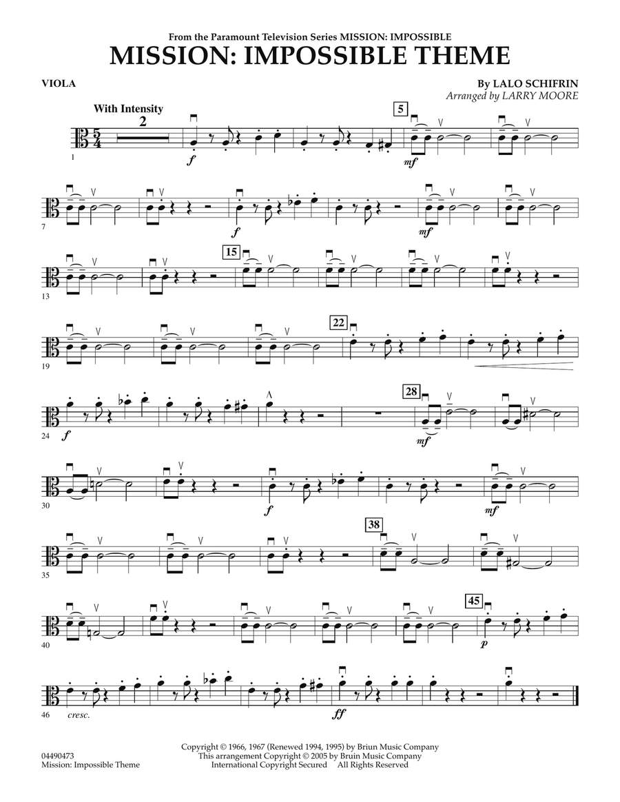 Mission: Impossible Theme - Viola Orchestra scores gallery preview page 1