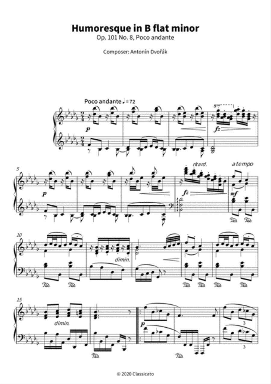 Humoresque in B flat minor Piano Solo scores gallery preview page 3