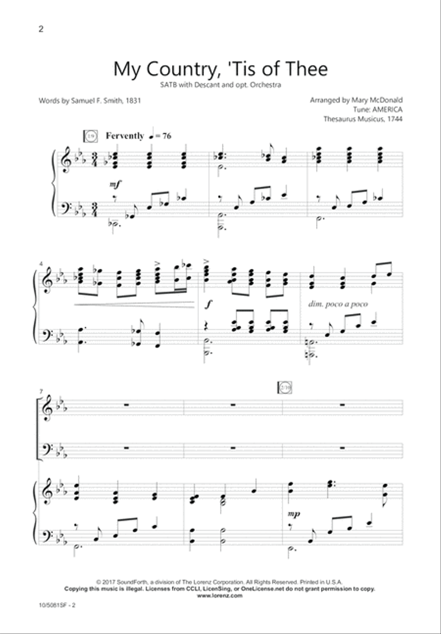 My Country, 'Tis of Thee 4-Part scores gallery preview page 2
