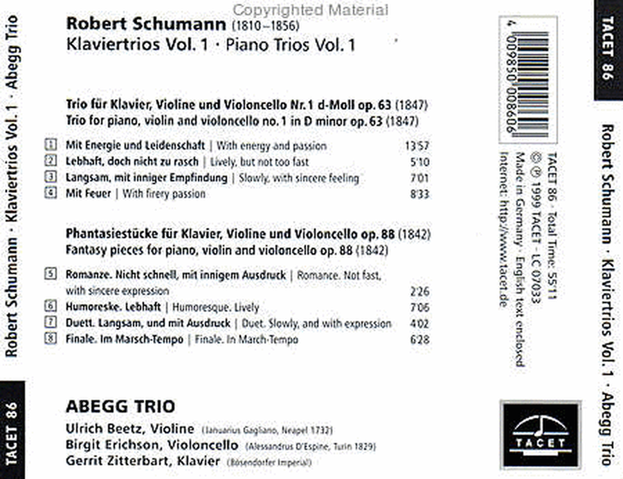 Volume 1: Schumann Piano Trios
