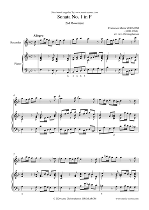 Book cover for Veracini Allegro - Recorder and Piano