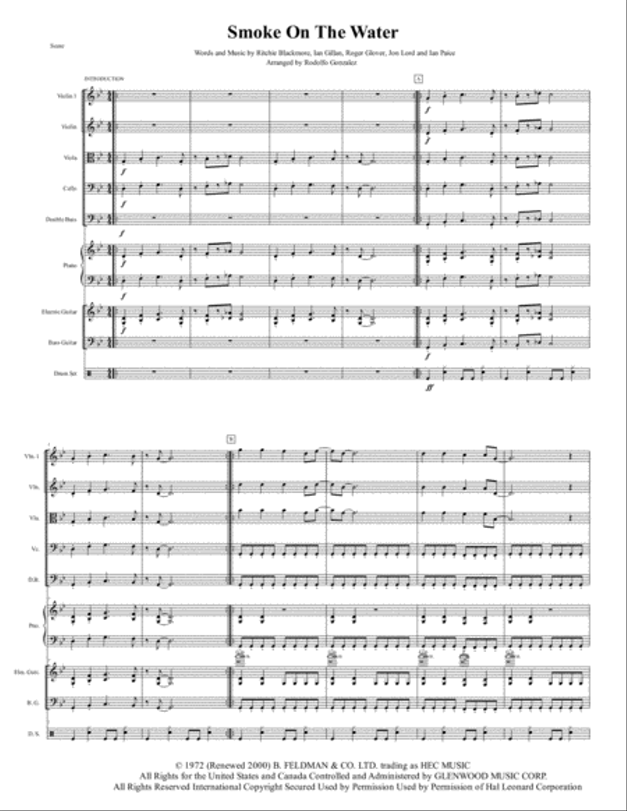 Smoke On The Water Smoke On The Water Full Orchestra scores gallery preview page 1