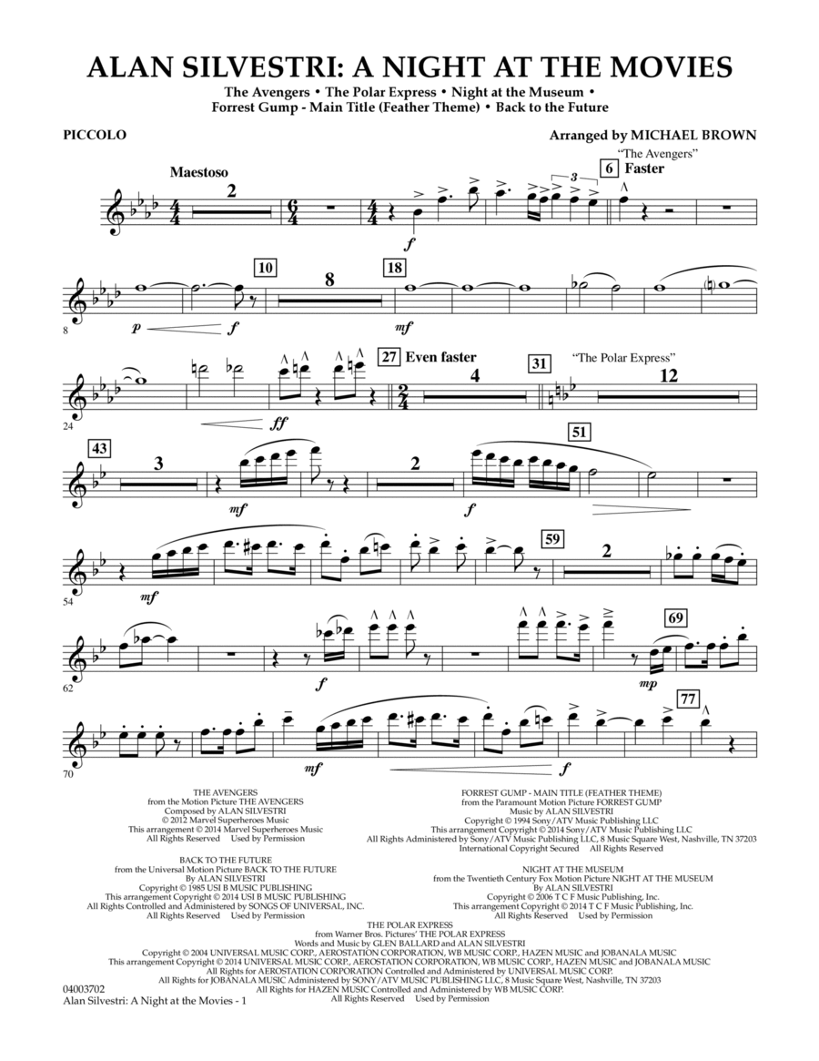 Alan Silvestri: A Night at the Movies - Piccolo Concert Band scores gallery preview page 1