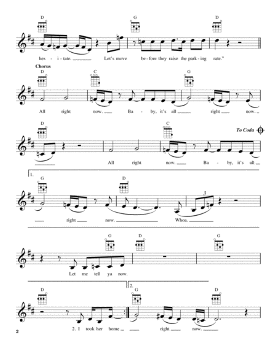 All Right Now All Right Now Ukulele scores gallery preview page 2