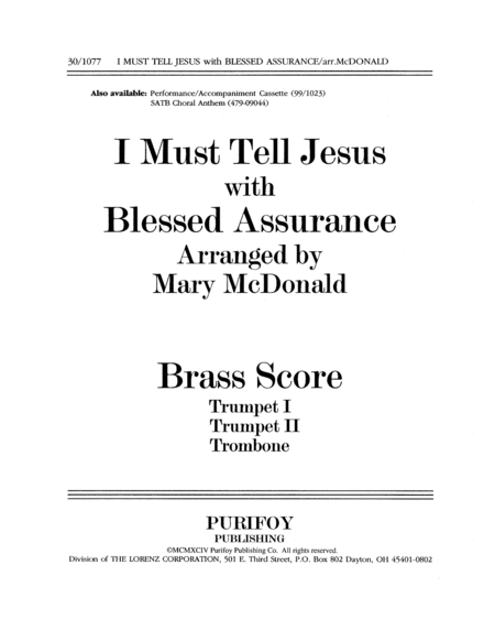 I Must Tell Jesus/Blessed Assurance - Brass Parts