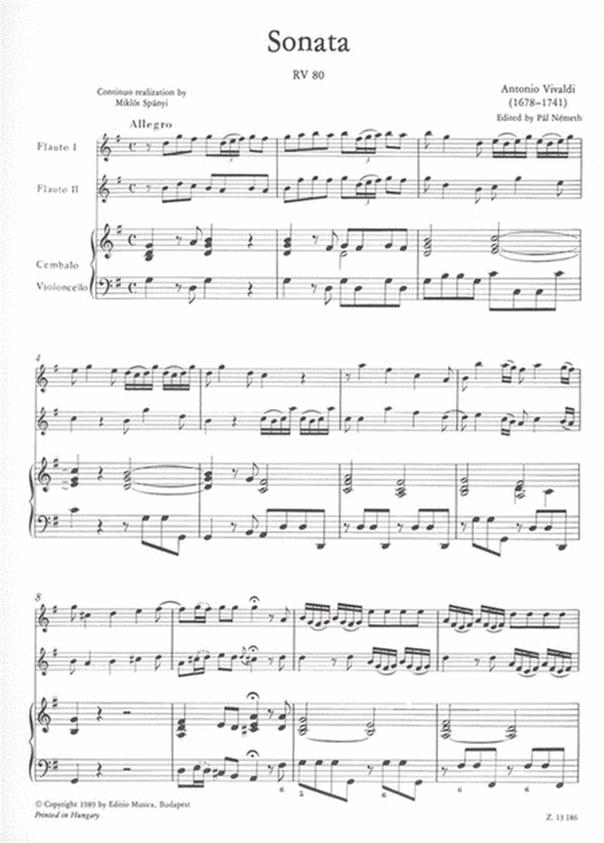 Sonata per due flauti e basso continuo RV 80 (F.