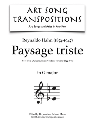 HAHN: Paysage triste (transposed to G major)