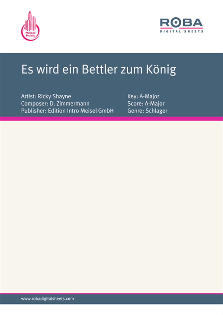 Es wird ein Bettler zum Konig Piano, Vocal scores gallery preview page 1