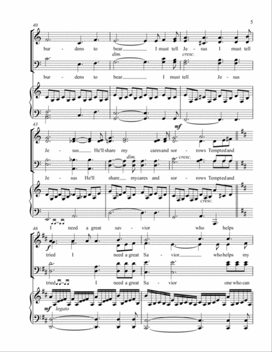 I must tell Jesus 4-Part scores gallery preview page 5