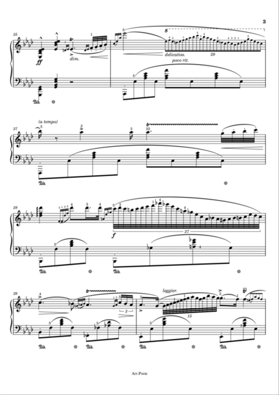 Chopin - Piano Concerto No. 2 Op.21 In F Minor II.Larghetto - Original With Fingering For Piano Solo Piano Solo scores gallery preview page 3