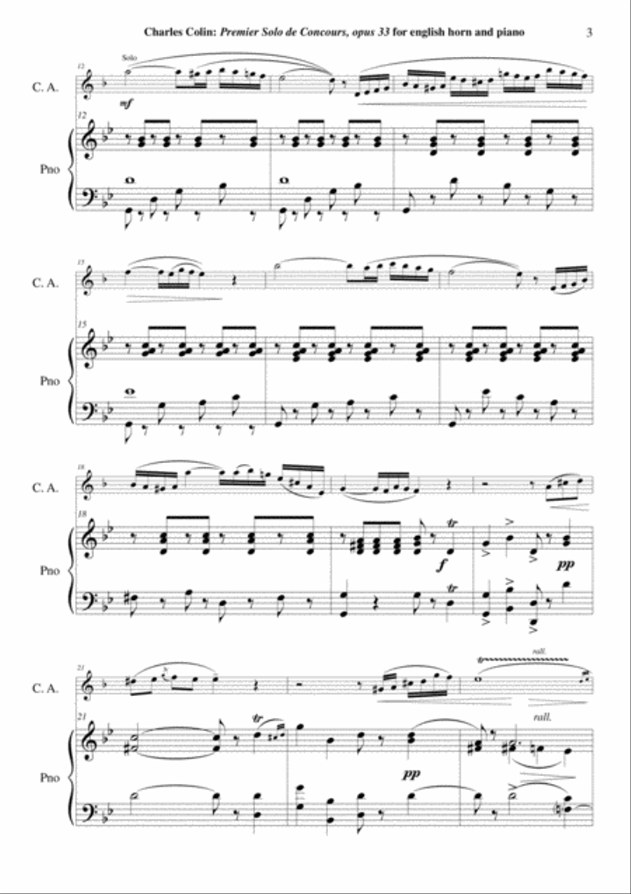 Charles COLIN Solo de Concours no. 1, Opus 33 , arranged for english horn and piano English Horn scores gallery preview page 3