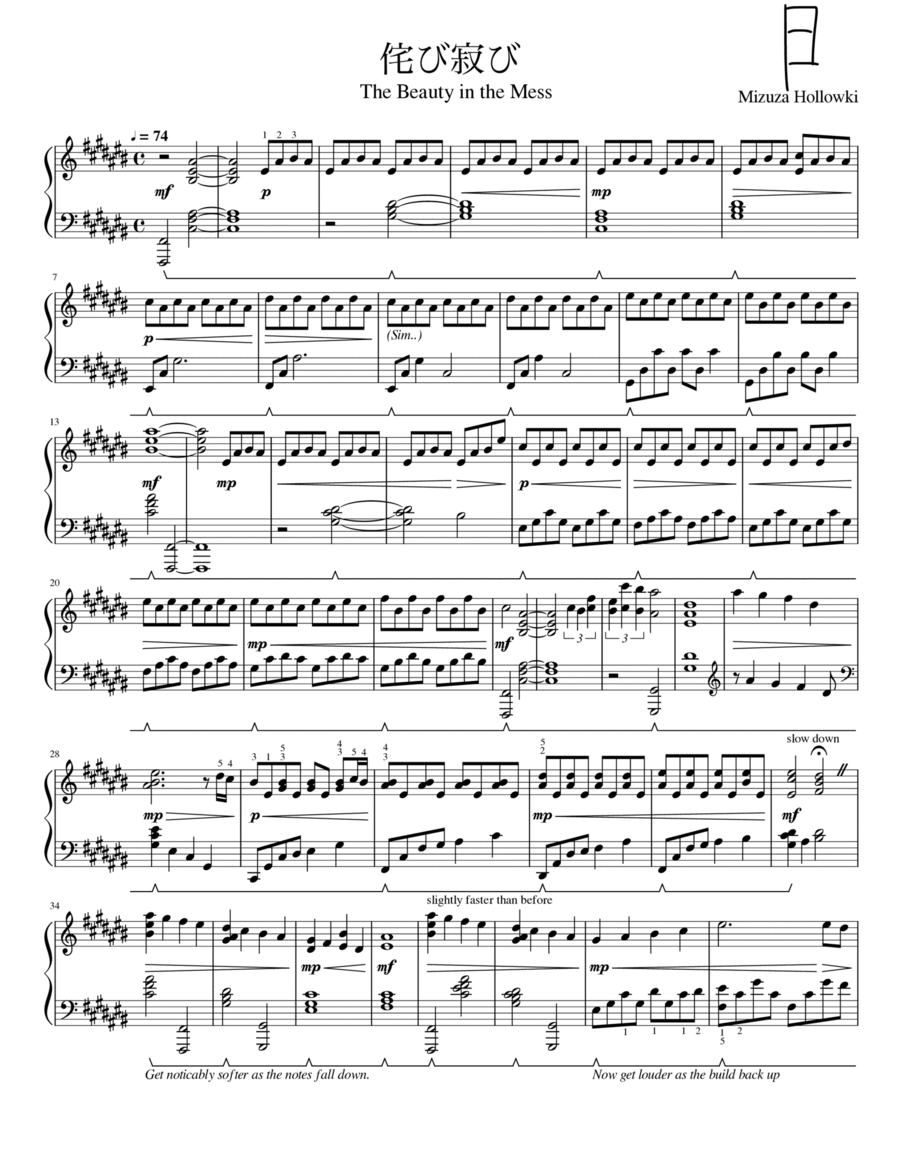 侘び寂び (wabisabi) Piano Solo scores gallery preview page 1