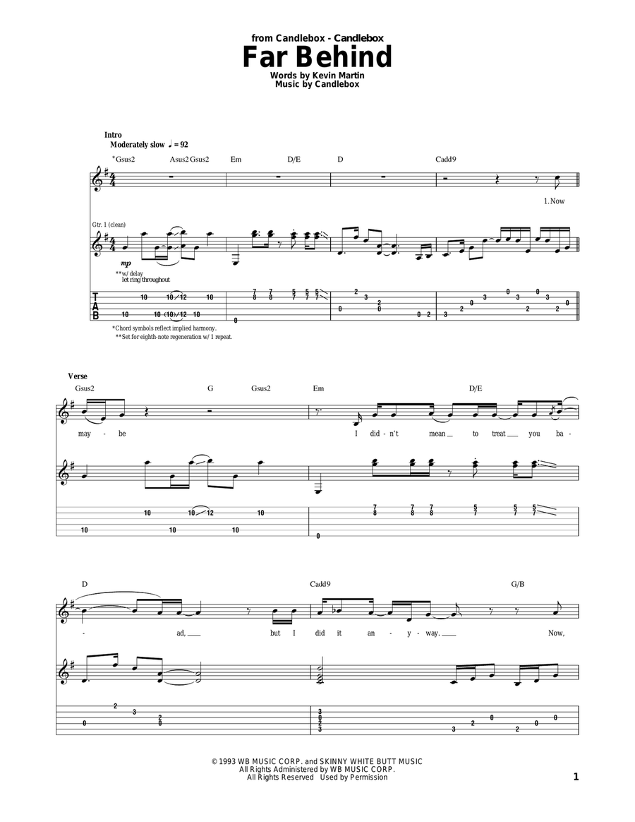 Far Behind Acoustic Guitar scores gallery preview page 1