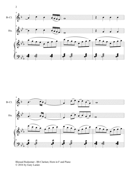 BLESSED REDEEMER(Trio – Bb Clarinet, Horn in F & Piano with Score/Parts) image number null