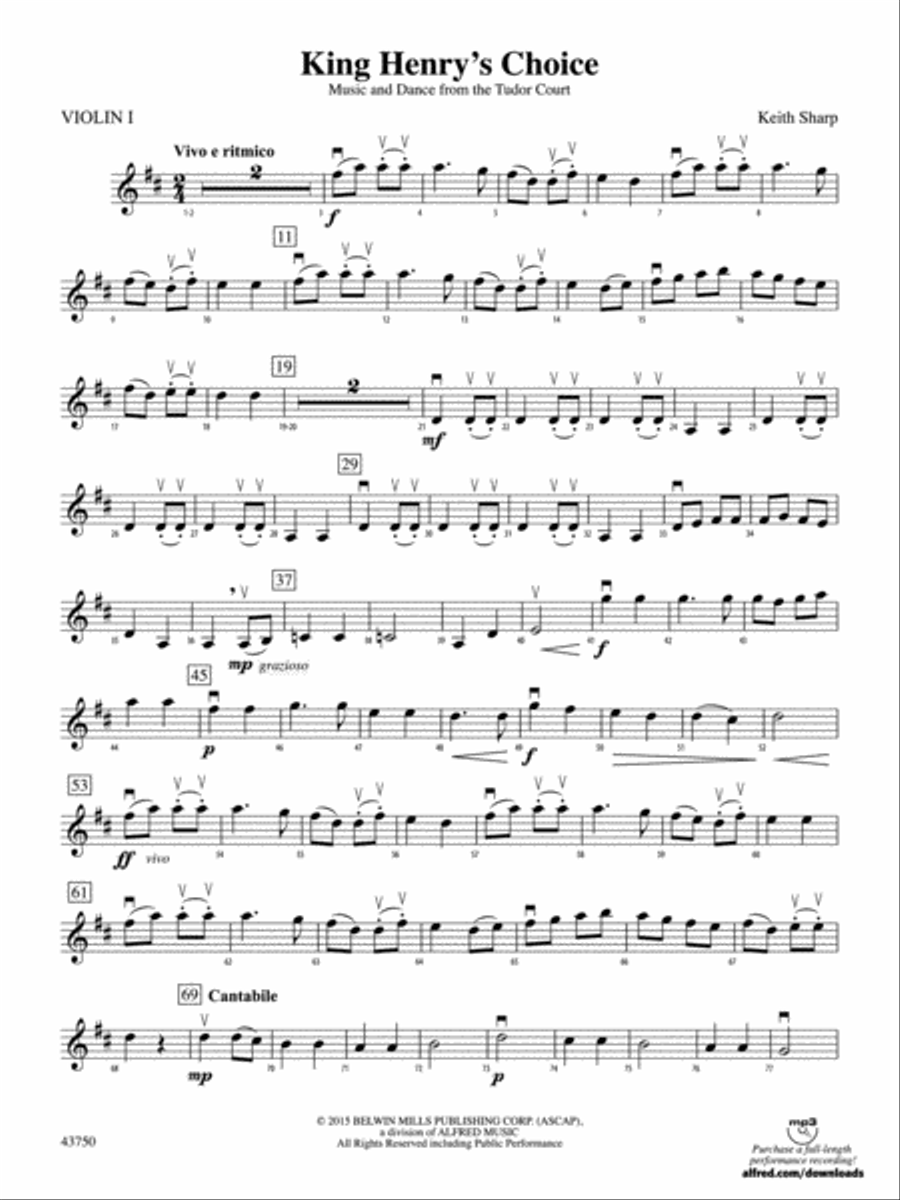 King Henry's Choice: 1st Violin String Orchestra scores gallery preview page 1