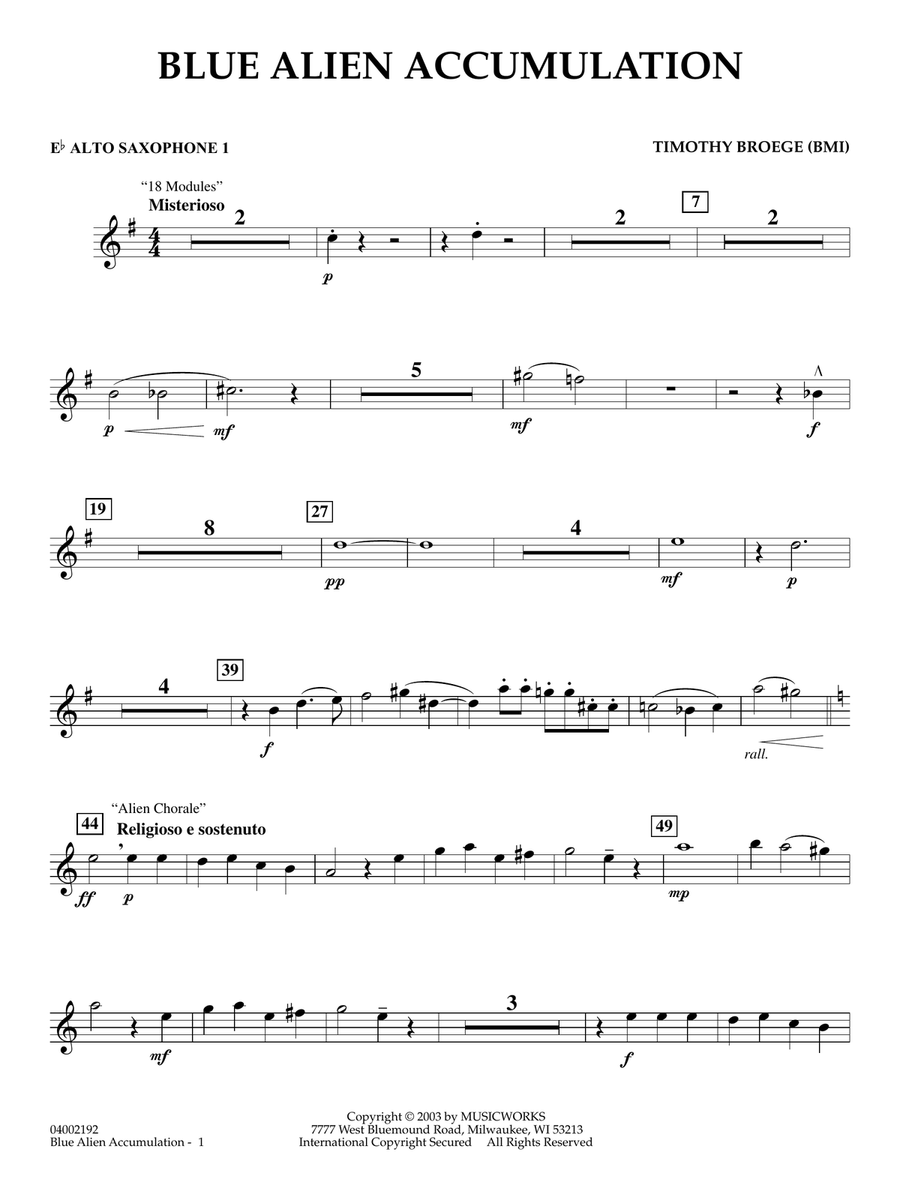 Blue Alien Accumulation - Eb Alto Saxophone 1
