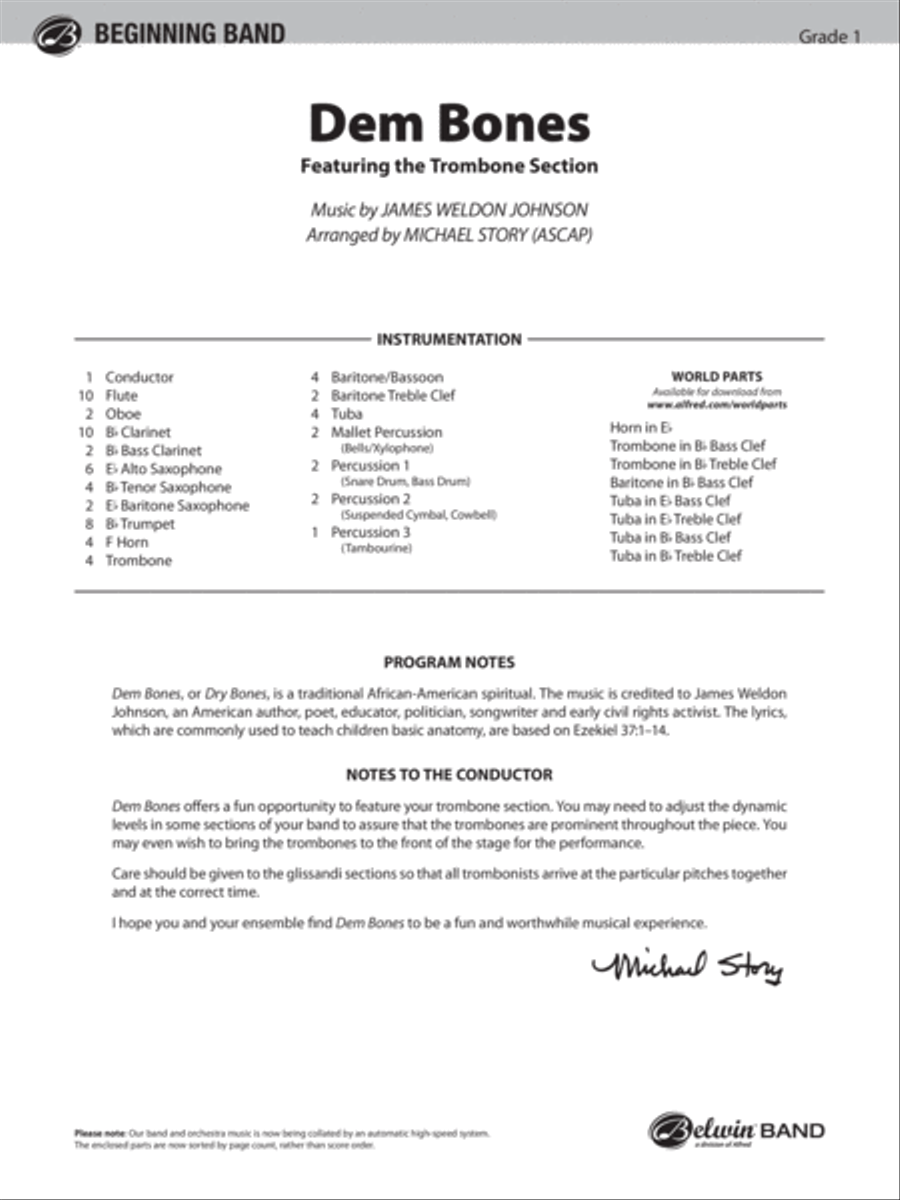Dem Bones: Score Dem Bones: Score Concert Band scores gallery preview page 1