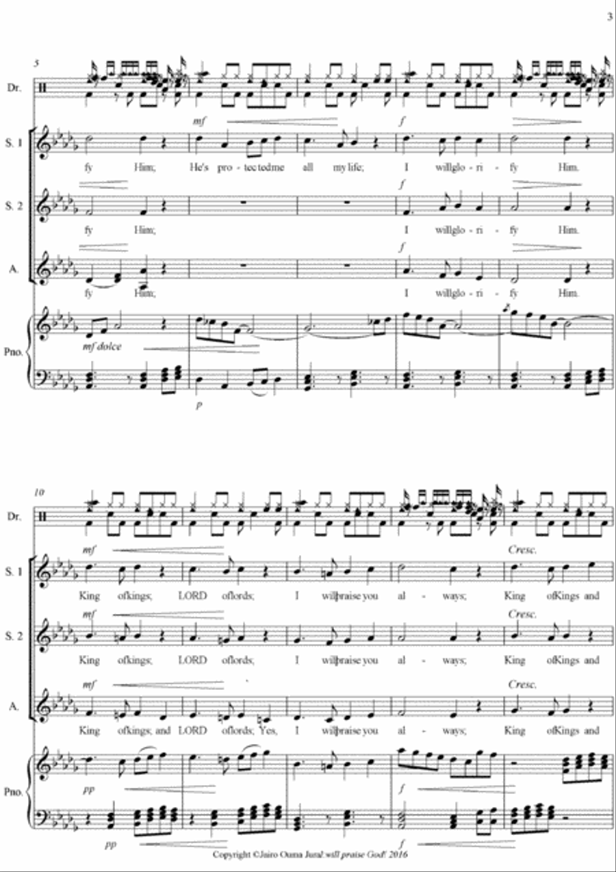I will praise God SSA scores gallery preview page 3