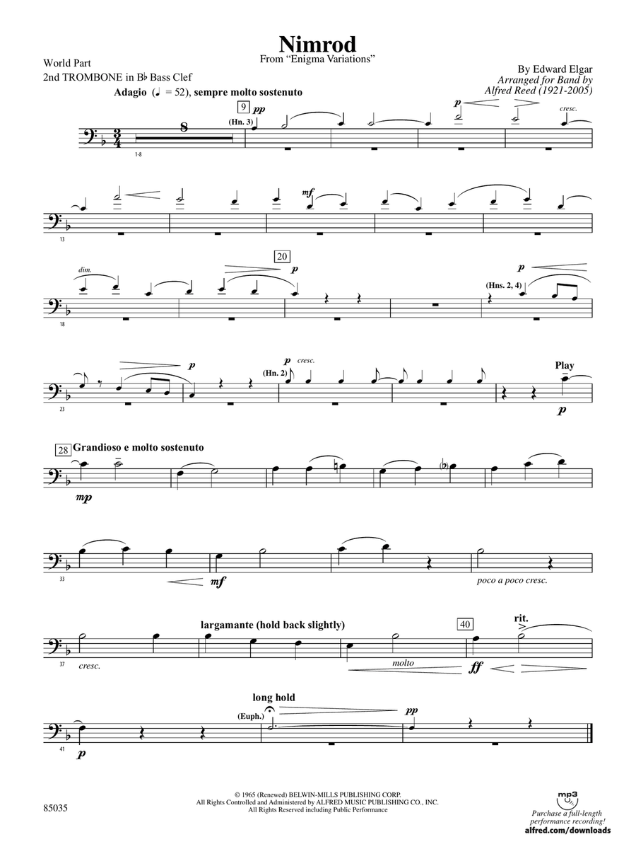 Nimrod (from Elgar's Variations): (World Part) 2nd B-flat Trombone B.C.