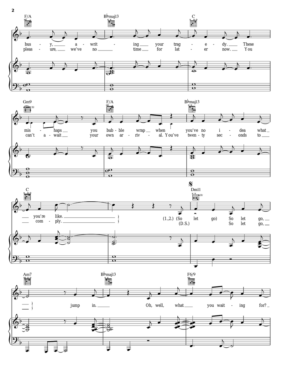 Let Go Let Go Piano, Vocal, Guitar scores gallery preview page 2