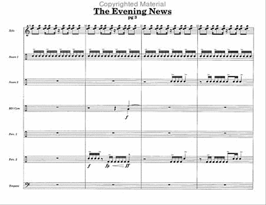 Evening News, The Evening News, The Percussion Ensemble scores gallery preview page 4