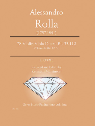 Book cover for 78 Violin-Viola Duets, BI. 33-110 Volume 10 (BI. 67-70)