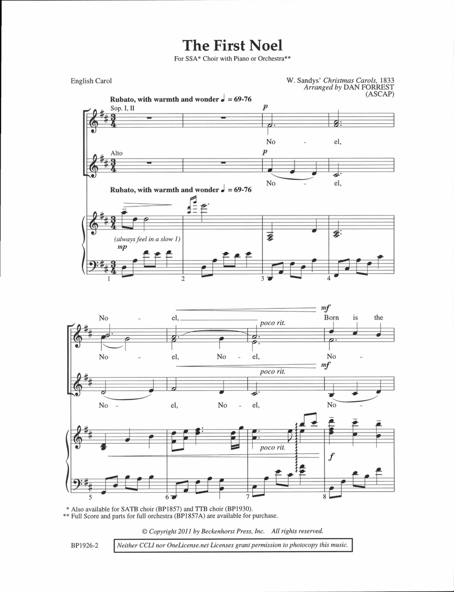 The First Noel - Dan Forrest - SSA SSA scores gallery preview page 2